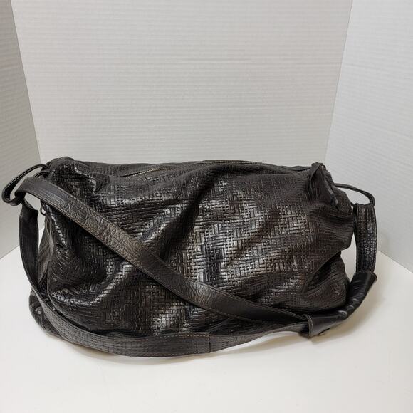 Aleya New York Genuine Woven Leather Brown Shoulder Purse Bag Vintage Travel - Picture 3 of 12